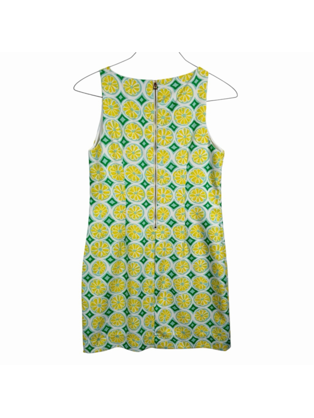 STS Sail to Sable Lemon Shift Dress Green Yellow Citrus Print Womens Size Medium - Picture 3 of 9